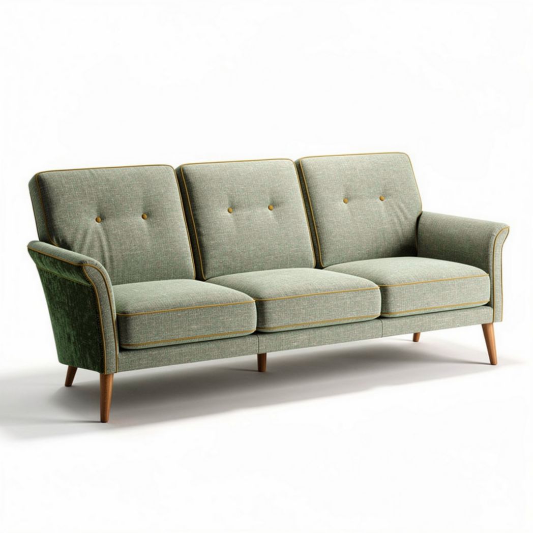 Sofa trzyosobowa z tkaniny we wzór w kolorze zielonym 180 x 80 x 75cm